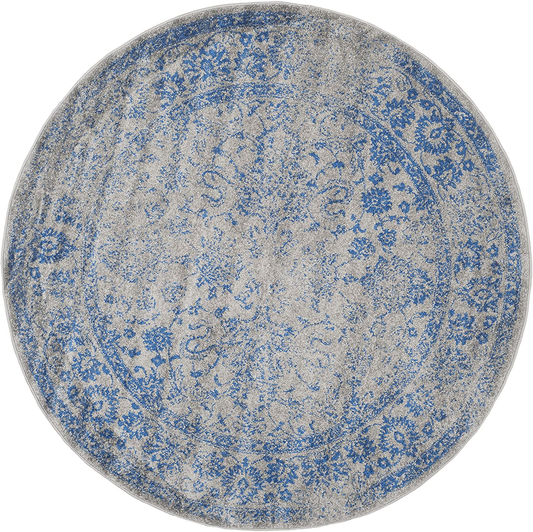 Rynx | Safavieh Adirondack Collection ADR109A Oriental Distressed Non-Shedding Stain Resistant Living Room Bedroom Area Rug, 4' x 4' Round, Gray / Blue
