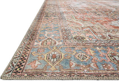 Rynx | Loloi Loren Collection Vintage Printed Persian Area Rug 3'-6" x 5'-6" Terracotta/Sky