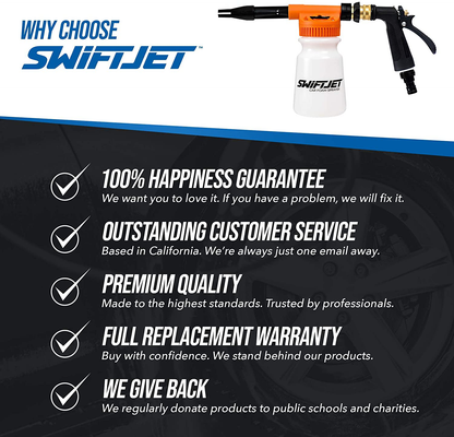 Rynx | SwiftJet Car Wash Foam Cannon Sprayer with Microfiber Wash Mitt - Adjustable Water Pressure & Soap Ratio - Foam Cannon Attaches to Any Garden Hose (Foam Sprayer with Wash Mitt)