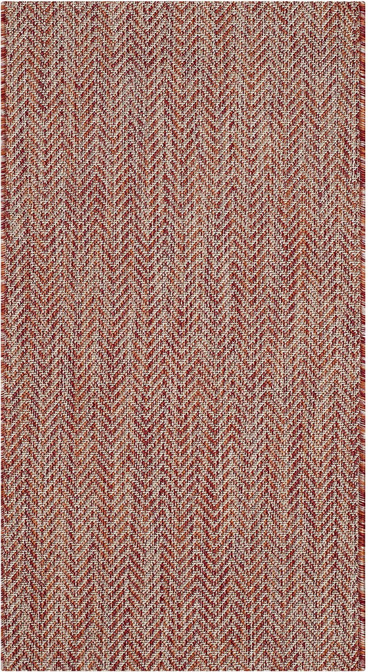 Rynx | Safavieh Courtyard Collection CY8022 Indoor/ Outdoor Non-Shedding Stain Resistant Patio Backyard Accent Rug, 2' x 3'7", Red / Beige