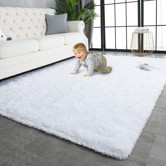 Rynx | TWINNIS Super Soft Shaggy Rugs Fluffy Rugs, 5x8 Feet, Indoor Modern Plush Area Rugs for Living Room Bedroom Kids Room Nursery Home Decor, Upgraded Non-Slip Durable Square Fuzzy Rug, White