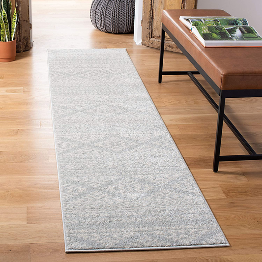 Rynx | Safavieh Tulum Collection TUL272F Moroccan Boho Tribal Non-Shedding Stain Resistant Living Room Bedroom Runner, 2' x 13', Light Gray / Ivory