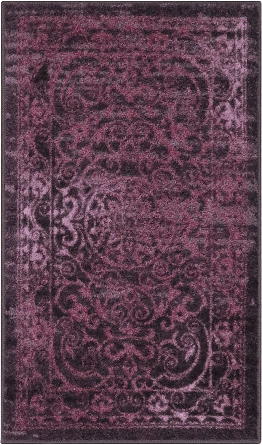 Rynx | Maples Rugs Pelham Vintage Kitchen Rug Non-Slip Accent Mat [Made in USA], 1'8 X 2'10, Wine Color