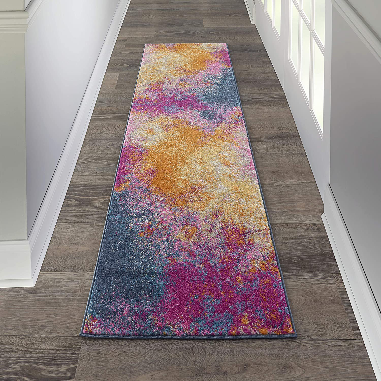 Rynx | Nourison Passion Bohemian Abstract Sunburst 1'10" x 6' Support rug, (6' Runner)