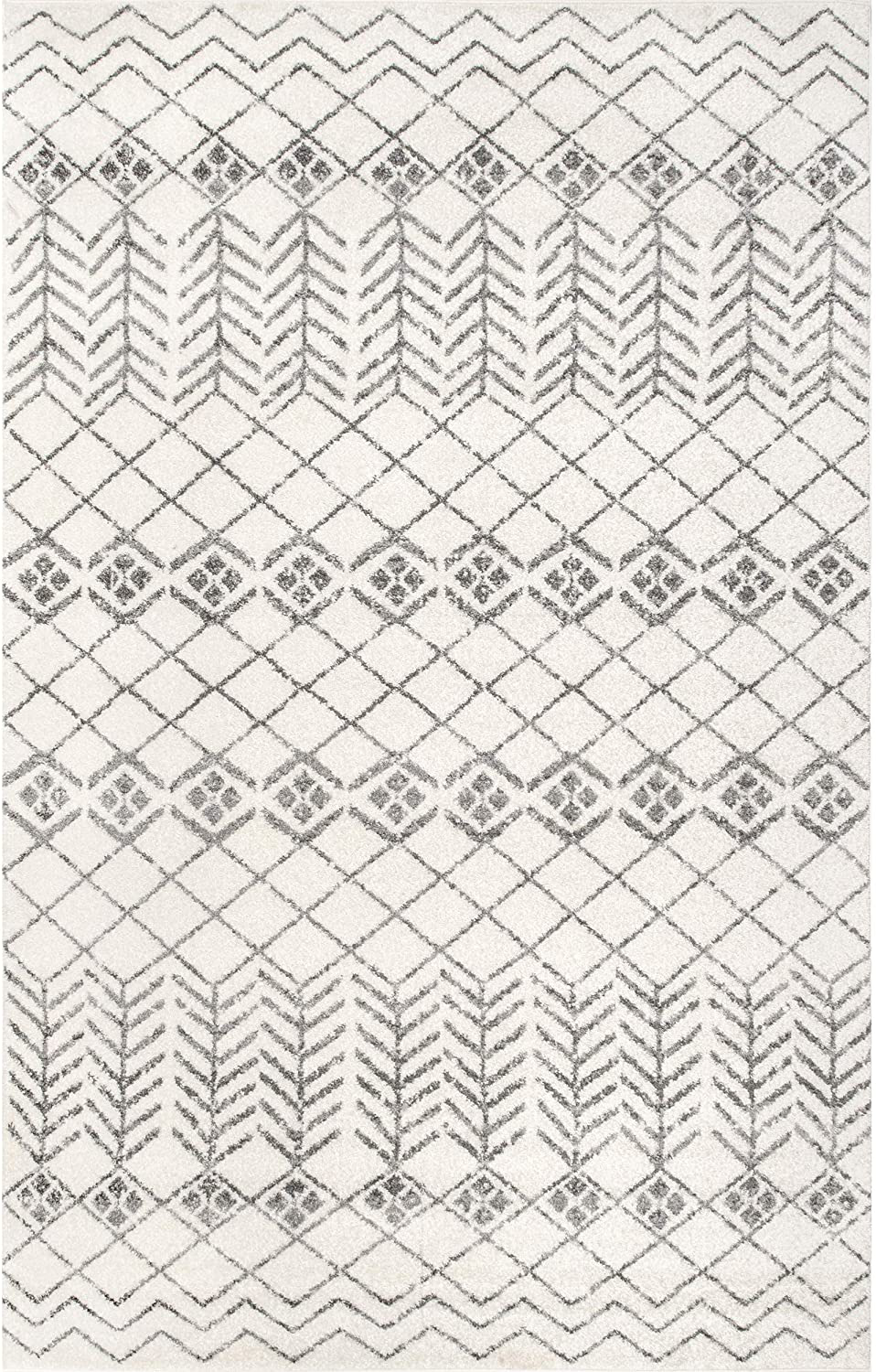 Rynx | nuLOOM Kenzie Geometric Diamond Rug, 4' x 6', Off-white