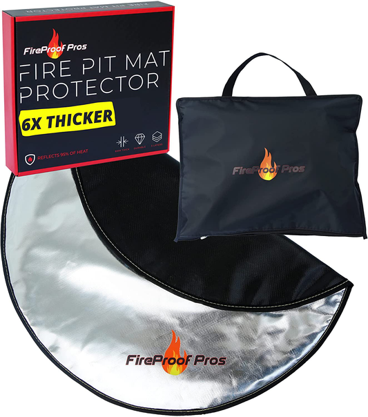 Rynx | FireProof Pros 40" Round Firepit Mat for Deck, Patio, Grass, and Concrete. Heat Resistant Firepit Mat / Ember Mat. 3-layer Firepit Pad, Thick Firepit Protector, BBQ Mat for Under Large Firepit.