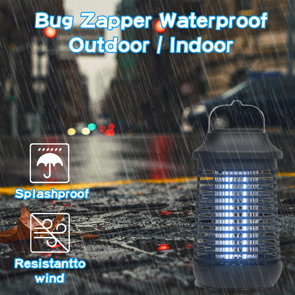 Rynx | Bug Zapper Outdoor/Indoor, 4200v High Performance Waterproof Electronic Mosquito Killer, 15w Uva Mosquito Lamp Bulb, Fly Traps Patio Insect Killer, Trap Killer For Home, Kitchen, Backyard, Camping