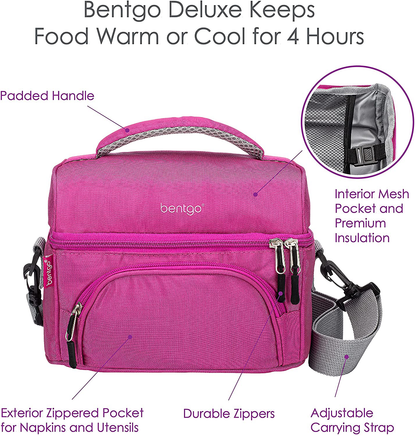 Rynx | Bentgo Deluxe Lunch Bag - Durable And Insulated Lunch Tote With Zipper Pocket Outside, Internal Mesh Pocket, Padded And Adjustable Straps, & 2-Way Chain - Fits All Bentgo Lunch Boxes (Sand)