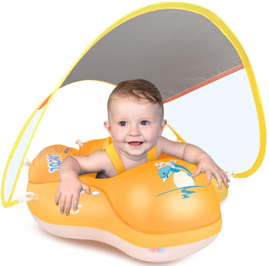 Rynx | LAYCOL Baby Swimming Pool Bubble Inflatable Baby Pool Bubble Ring Latest with Sun Protection Canopy, add Tail no tipping for Age 3-36 Months (Orange, L)