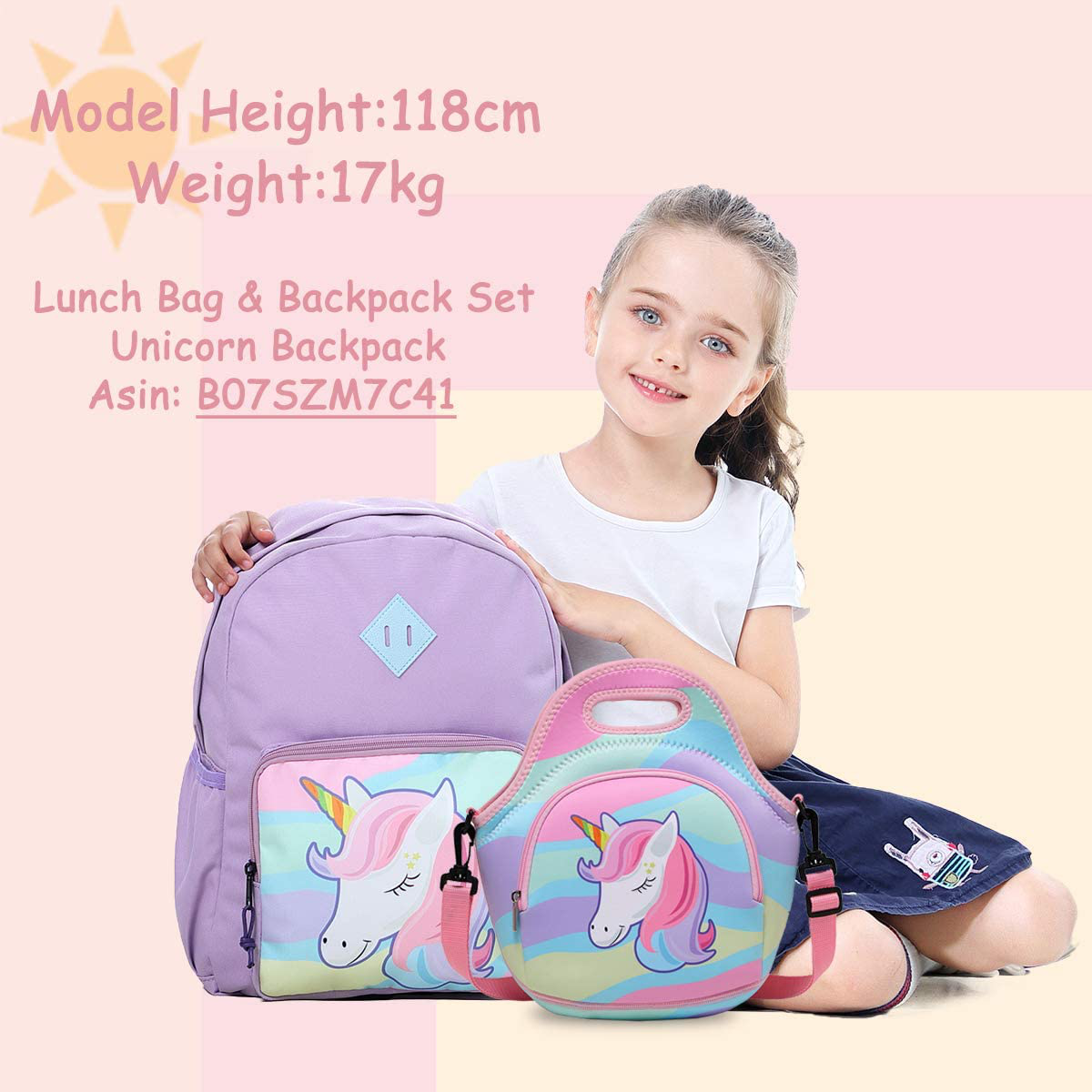 Rynx | Lunch bag for girls, Chasechic cute lightweight neoprene insulated lunch boxes tote for women with detachable adjustable shoulder strap unicorn