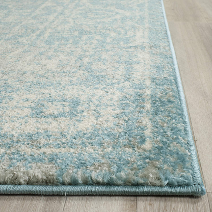 Rynx | Safavieh Evoke Collection Evk270d Shabby Chic Worn Non-Shedding Dining Room Entrance Foyer Living Room Bedroom Area Rug, 5'1" X 5'1" Round, Light Blue / Ivory