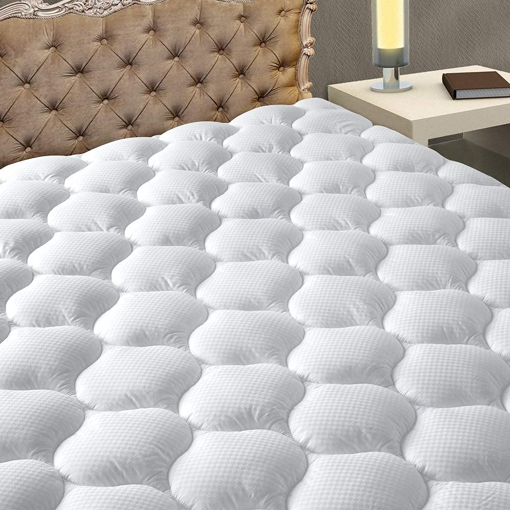 Rynx | MATBEBY Bedding Quilted Fitted Twin Mattress Pad Cooling Breathable Airy Soft Mattress Pad Extends to 21 Inches Deep, Twin Size, White, Mattress Toppers Mattress Protector