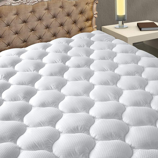 Rynx | MATBEBY Bedding Quilted Fitted Twin Mattress Pad Cooling Breathable Airy Soft Mattress Pad Extends to 21 Inches Deep, Twin Size, White, Mattress Toppers Mattress Protector