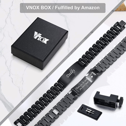 Rynx | VNOX Masculine Watch Strap Stainless Steel Link Bracelet Personalized Engraved DAD Jewelry Gift for Men DAD Dad