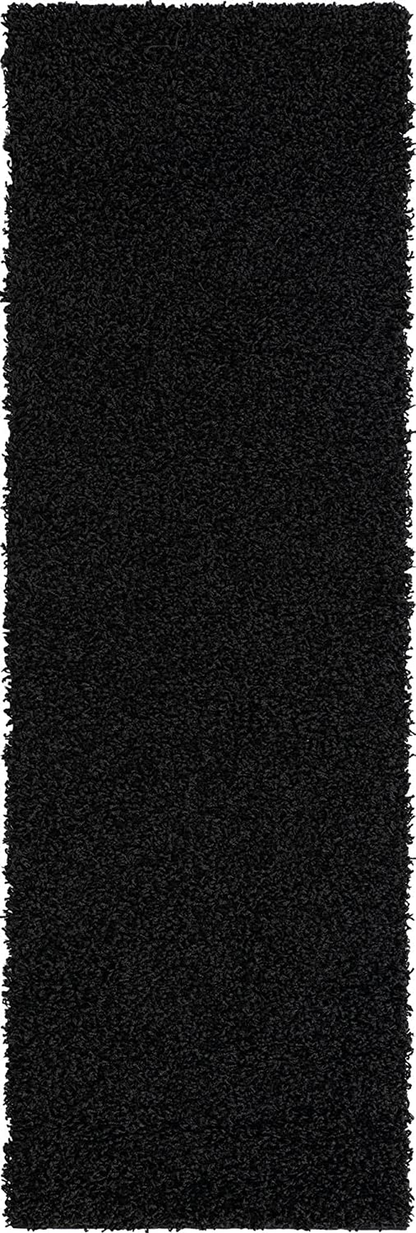Rynx | Unique Loom Solo Solid Shag Collection Area Modern Plush Rug Luxurious & Soft, 2' 2" X 6' 5", Jet Black