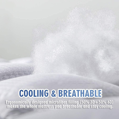 Rynx | MATBEBY Bedding Quilted Fitted Twin Mattress Pad Cooling Breathable Airy Soft Mattress Pad Extends to 21 Inches Deep, Twin Size, White, Mattress Toppers Mattress Protector