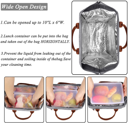 Rynx | Lokass Leak-proof Lunch Box For Women Insulated Lunch Cooler Bag Thermal Lunch Tote With Removable Shoulder Strap For Men Girls Adults Large Picnic Bag For Office Work College Outdoor, Gray