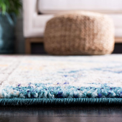 Rynx | Safavieh Madison Collection MAD418K Boho Diamond Distressed Non-Shedding Stain Resistant Living Room Bedroom Runner, 2'2" x 6', Blue / Yellow