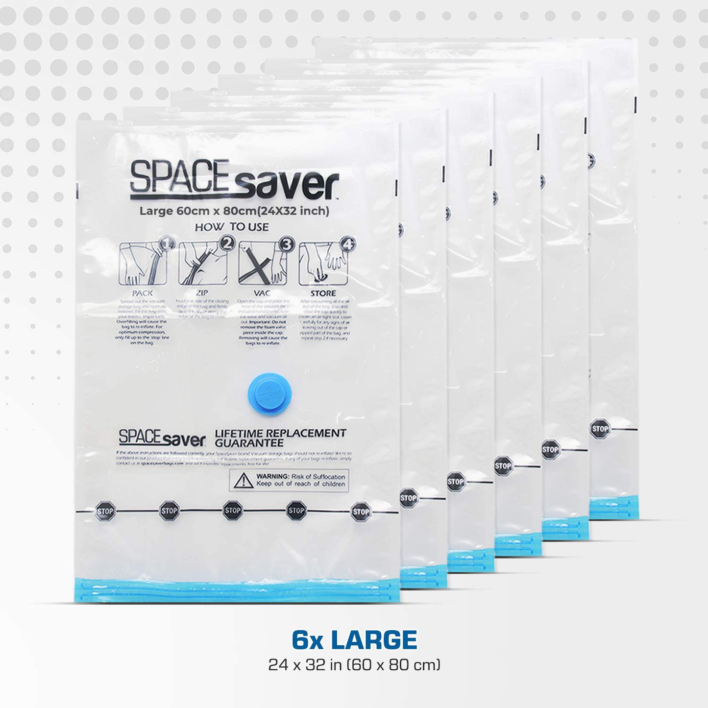 Rynx | Spacesaver Premium Vacuum Storage Bags. 80% more storage! Hand pump for travel! Double zipper and triple seal turbo valve for maximum space saving! (Small 6-pack)