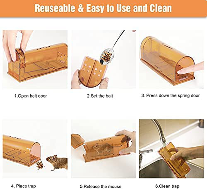 Rynx | 4 Pack Humane Mouse Traps No Kill, Live Mouse Trap, Reusable Mouse Trap for Home and Outdoors