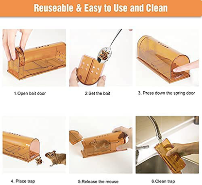Rynx | 4 Pack Humane Mouse Traps No Kill, Live Mouse Trap, Reusable Mouse Trap for Home and Outdoors