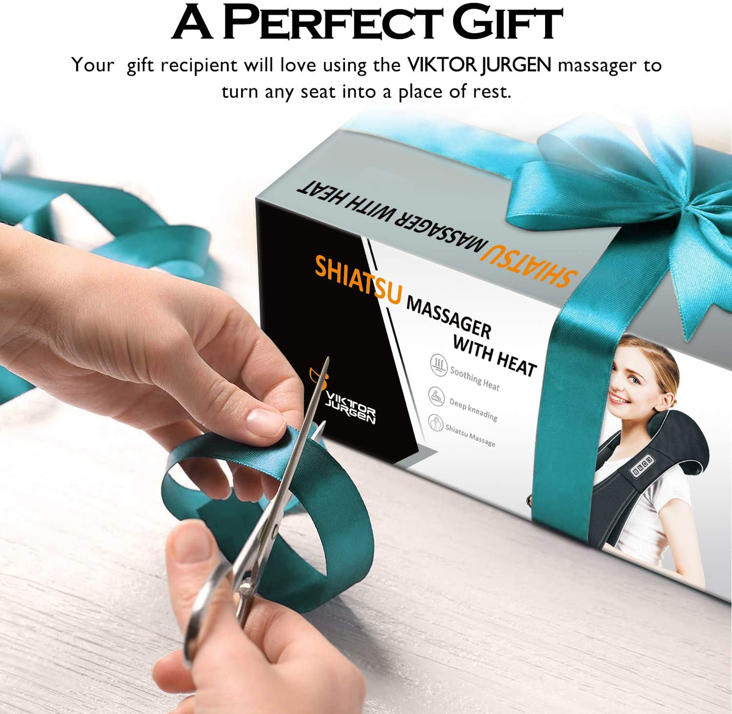 Rynx | Shiatsu neck massage and back massages with heat, VIKTOR JURGEN deep tissue kneading comfort sports recovery massage devices for neck, back, shoulders, feet, relaxation gifts for him, her, women, men