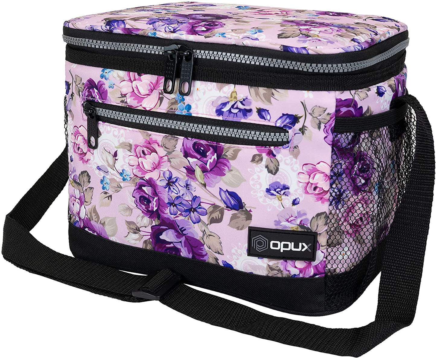 Rynx | Opux Insulated Lunch Box For Women Men, Leakproof Thermal Lunch Bag For Work, Reusable Lunch Cooler Tote, Soft School Lunch Bucket For Kids With Carry Strap, Pockets, 14 Cans, 8l, Floral Purple