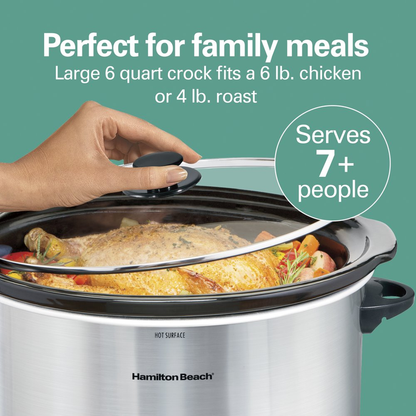 Rynx | Portable Slow Cooker - 6 Quart Capacity, Removable Pot