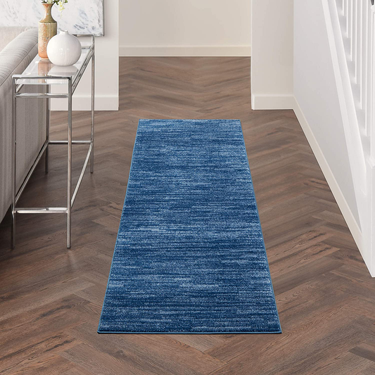 Rynx | Nourison Essentials Solid Contemporary Navy Blue 2'x6' Runner rug, 2' X 6'