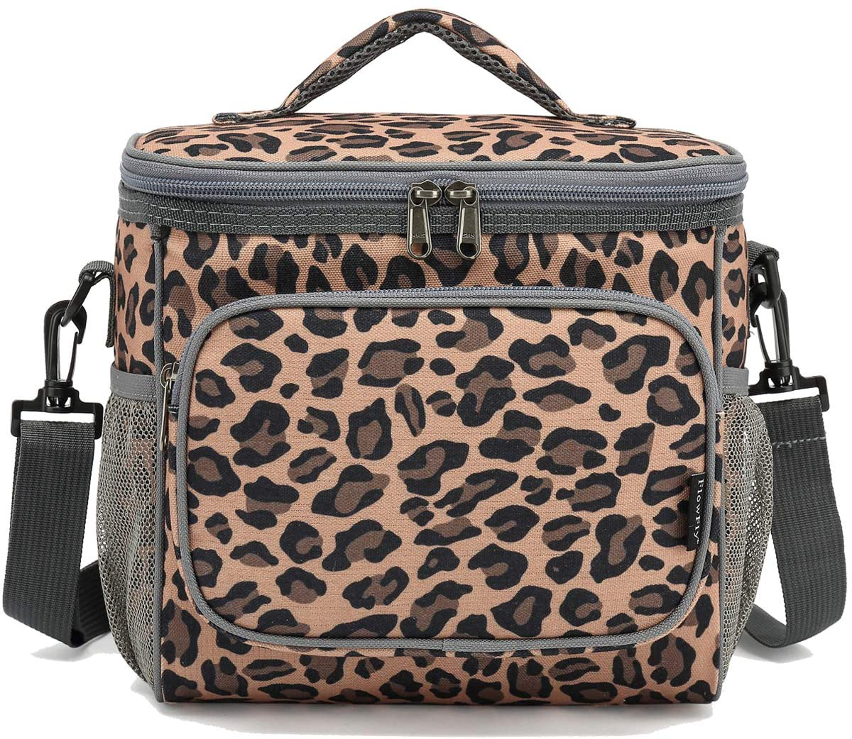 Rynx | Flowfly Insulated Reusable Lunch Box Adult Large Lunch Box For Women And Men With Adjustable Shoulder Strap Front Pocket With Zipper And Two Large Mesh Pockets On The Side, Flowers