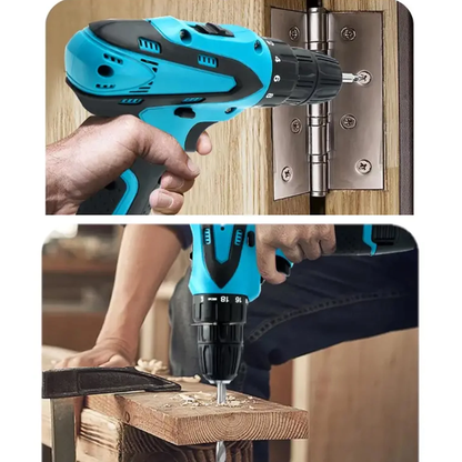 Rynx | 12V Wireless Drill with 42 Accessories with 3/8" Tool-less Chuck, 2 Speeds, 18+1 Positions, Built-in LED