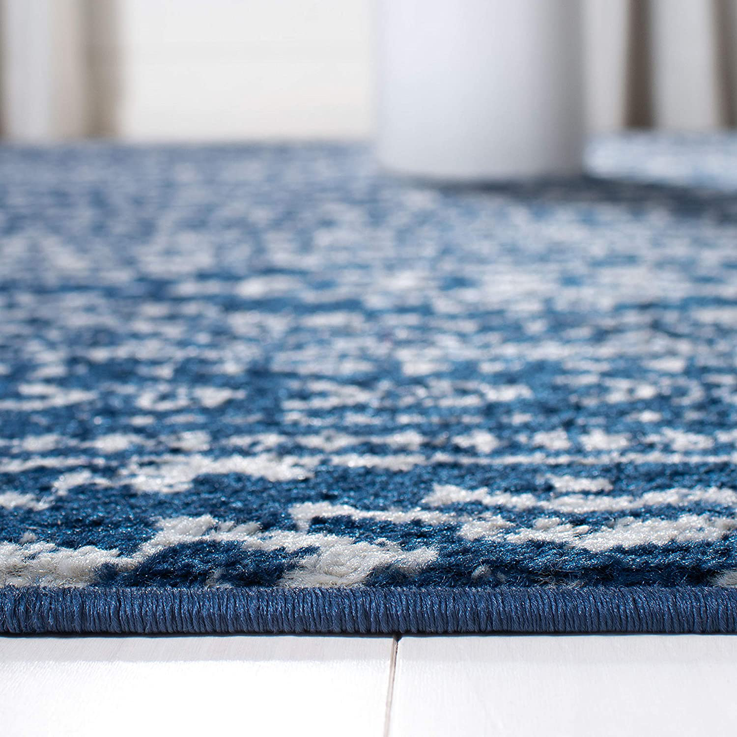Rynx | Safavieh Tulum Collection TUL272D Moroccan Boho Tribal Non-Shedding Stain Resistant Living Room Bedroom Runner, 2' x 13', Ivory / Navy Blue