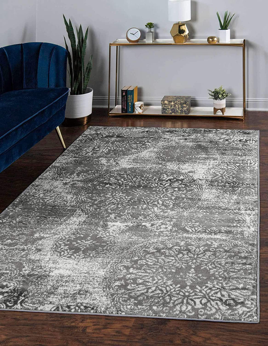 Rynx | Unique Loom Sofia Collection Area Traditional Vintage Rug, French Inspired Perfect for All Home Decor, 4' 0 x 6' 0 Rectangular, Gray/Ivory