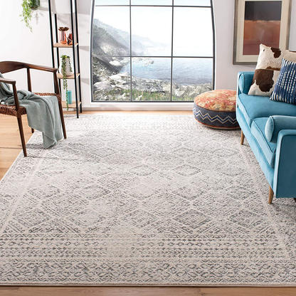 Rynx | Safavieh Tulum Collection Tul264a Moroccan Boho Distressed Non-Shedding Living Room Bedroom Dining Area Office Area Rug, 5'3" X 7'6", Ivory / Grey