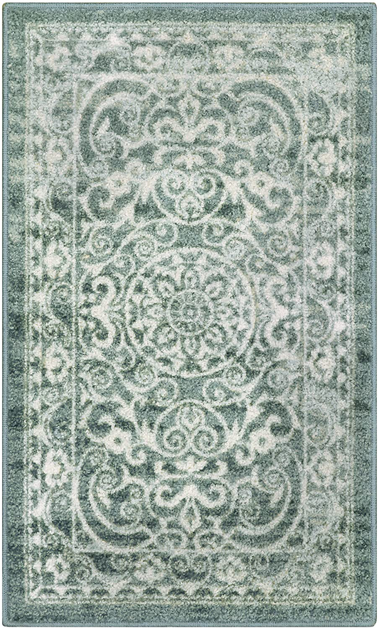 Rynx | Maples Rugs Pelham Vintage Kitchen Rugs Non-Slip Washable Area Rug [Made In Usa], 1'8 X 2'10, Light Spa