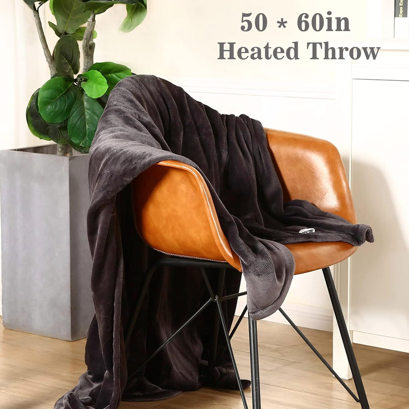 Rynx | Heated electric throw blanket, cozy flannel heating blanket with 4 heat settings