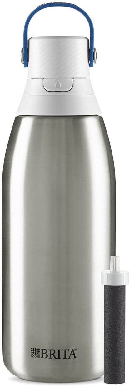 Rynx | Brita Stainless Steel Water Filter Bottle, Stainless Steel, 20 Ounce, 1 Piece