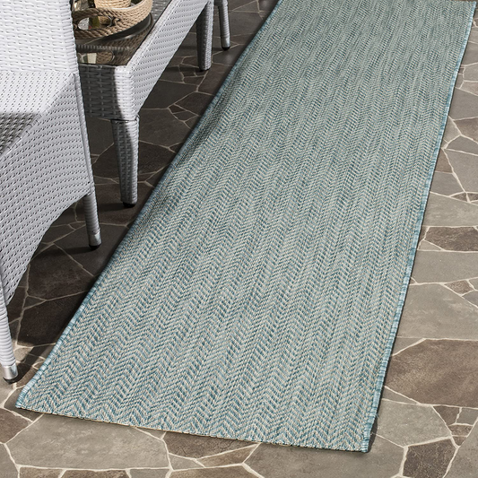 Rynx | Safavieh Courtyard Collection CY8022 Indoor/Outdoor Non-Shedding Stain Resistant Patio Backyard Runner, 2'3" x 14', Aqua / Gray