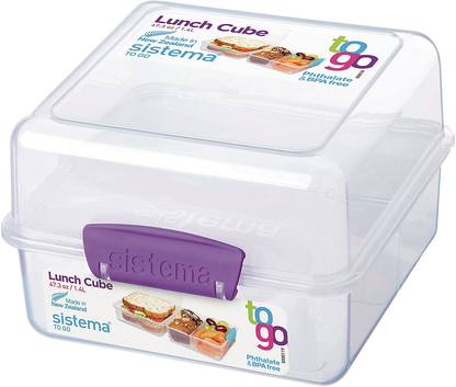 Rynx | Sistema To Go Kids Lunchboxes & Meal Containers | 2 Twist 'N' Sip Kids Water Bottles, 2 Lunch Cube Max With Dividers & 2 Leakproof Yoghurt Cups | Bpa-Free