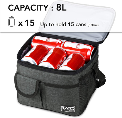 Rynx | Large Insulated Lunch Box For Women Men, 10l Leakproof Thermal Reusable Lunch Box For Adults & Children, High Meal Prep Food Cooler Tote With Pockets For Office Work By Tirrinia, Charcoal