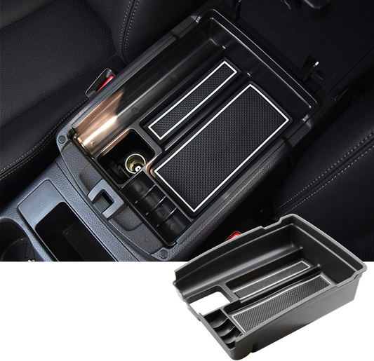Rynx | Sktu Compatible With 2014-2018 X-Trail Red Center Console Storage Box Organizer Holder Armrest Insert Organizer Abs Tray Pallet with Usb Hole and Coin Holder (White)
