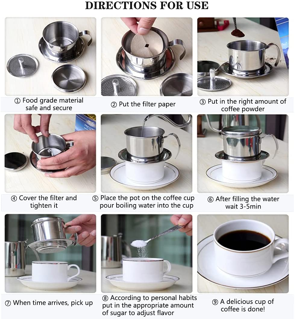 Rynx | Stainless Steel Drip Coffee Filter Holder Vietnamese Style Drip Coffee Pot Infuser Ideal for On the Go/Home (Gold)