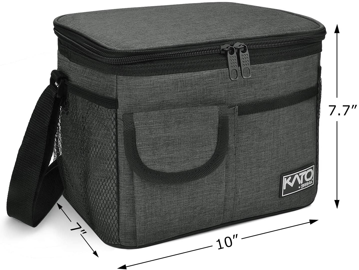 Rynx | Large Insulated Lunch Box For Women Men, 10l Leakproof Thermal Reusable Lunch Box For Adults & Children, High Meal Prep Food Cooler Tote With Pockets For Office Work By Tirrinia, Charcoal
