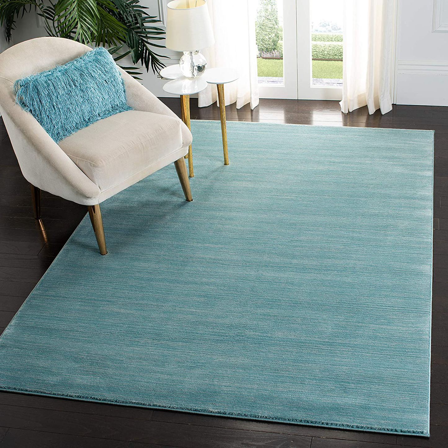 Rynx | Safavieh Vision Collection VSN606B Modern Ombre Tonal Chic Non-Shedding Stain Resistant Living Room Bedroom Area Rug, 4' x 4' Square, Aqua