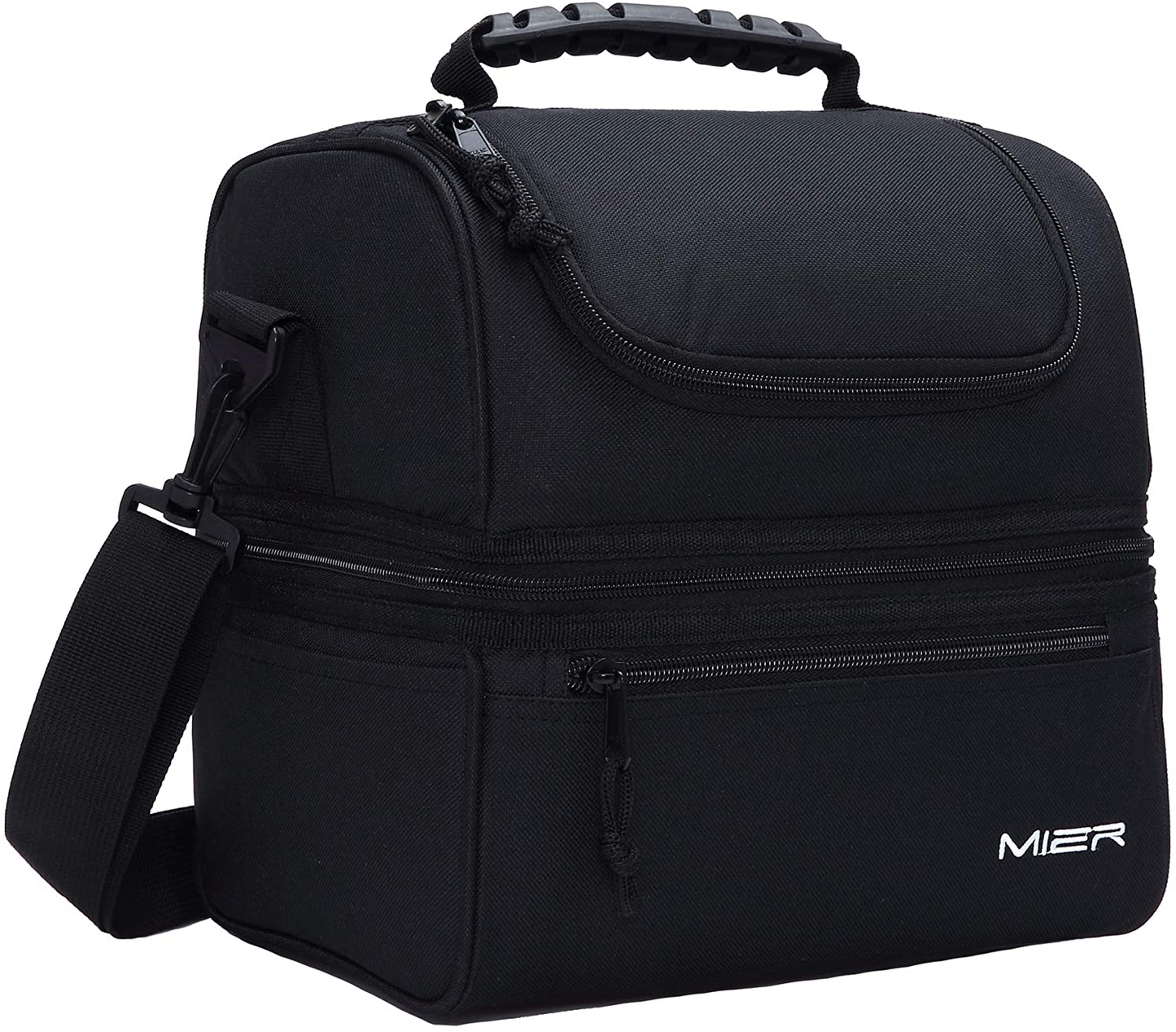 Rynx | Mier Adult Lunch Box Insulated Lunch Bag Large Cooler Tote Bag For Men, Women, Double Deck Cooler (Black)