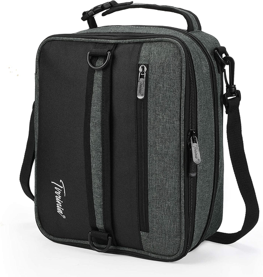 Rynx | Expandable Insulated Lunch Bag, Leakproof Flat Lunch Cooler Tote with Shoulder Strap for Men and Women, Suitable for Work & Office by Tirrinia, Coal