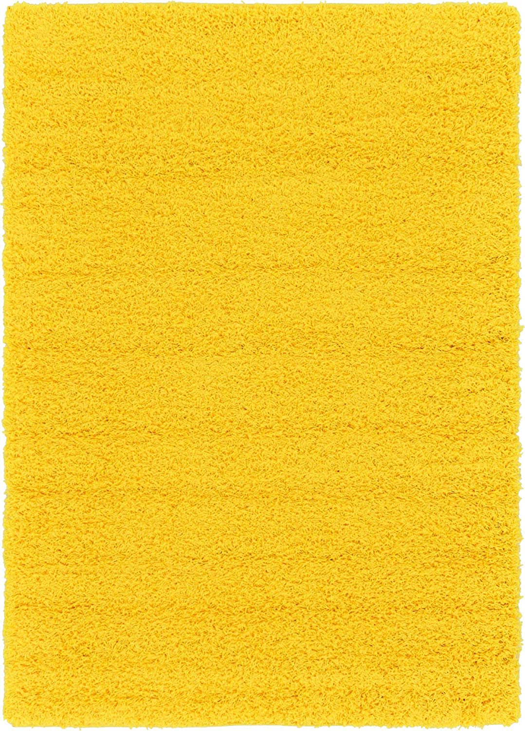 Rynx | Unique Loom Solo Solid Shag Collection Area Modern Plush Rug Lush & Soft, 4' 0 x 6' 0, Tuscany Sun Yellow