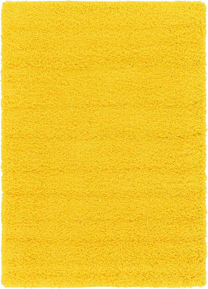 Rynx | Unique Loom Solo Solid Shag Collection Area Modern Plush Rug Lush & Soft, 4' 0 x 6' 0, Tuscany Sun Yellow
