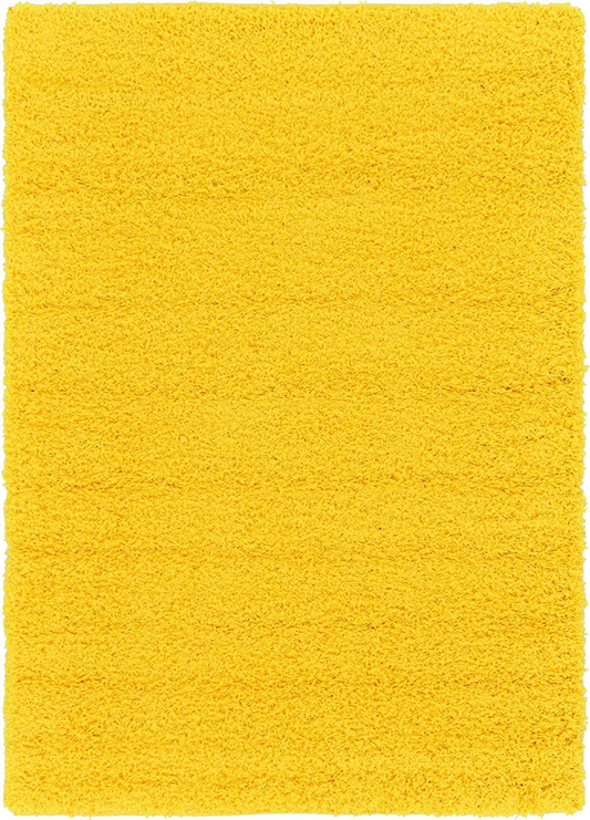 Rynx | Unique Loom Solo Solid Shag Collection Area Modern Plush Rug Lush & Soft, 4' 0 x 6' 0, Tuscany Sun Yellow
