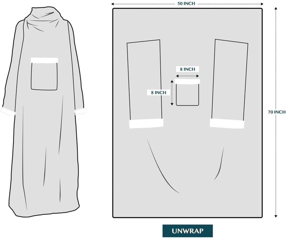 Rynx | Deluxe Cozy Sherpa or Fleece Adult Portable 70" Blanket with Sleeves for Men & Women